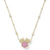 Kendra Scott x Disney Minnie Mouse Short Pendant Necklace, Fashion Jewelry for Women(GOLD – HOT PINK DRUSY)