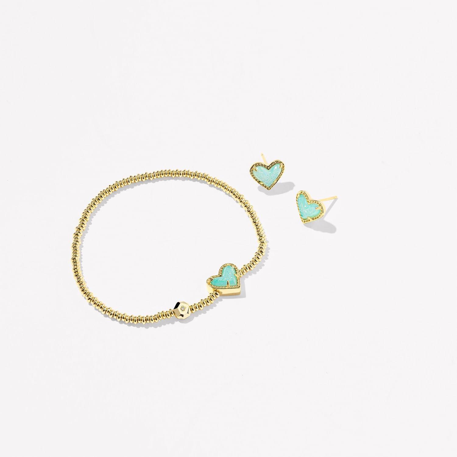 imageKendra Scott Ari Heart Stud Earrings for Women Fashion JewelryGOLD BRIGHT AQUA DRUSY