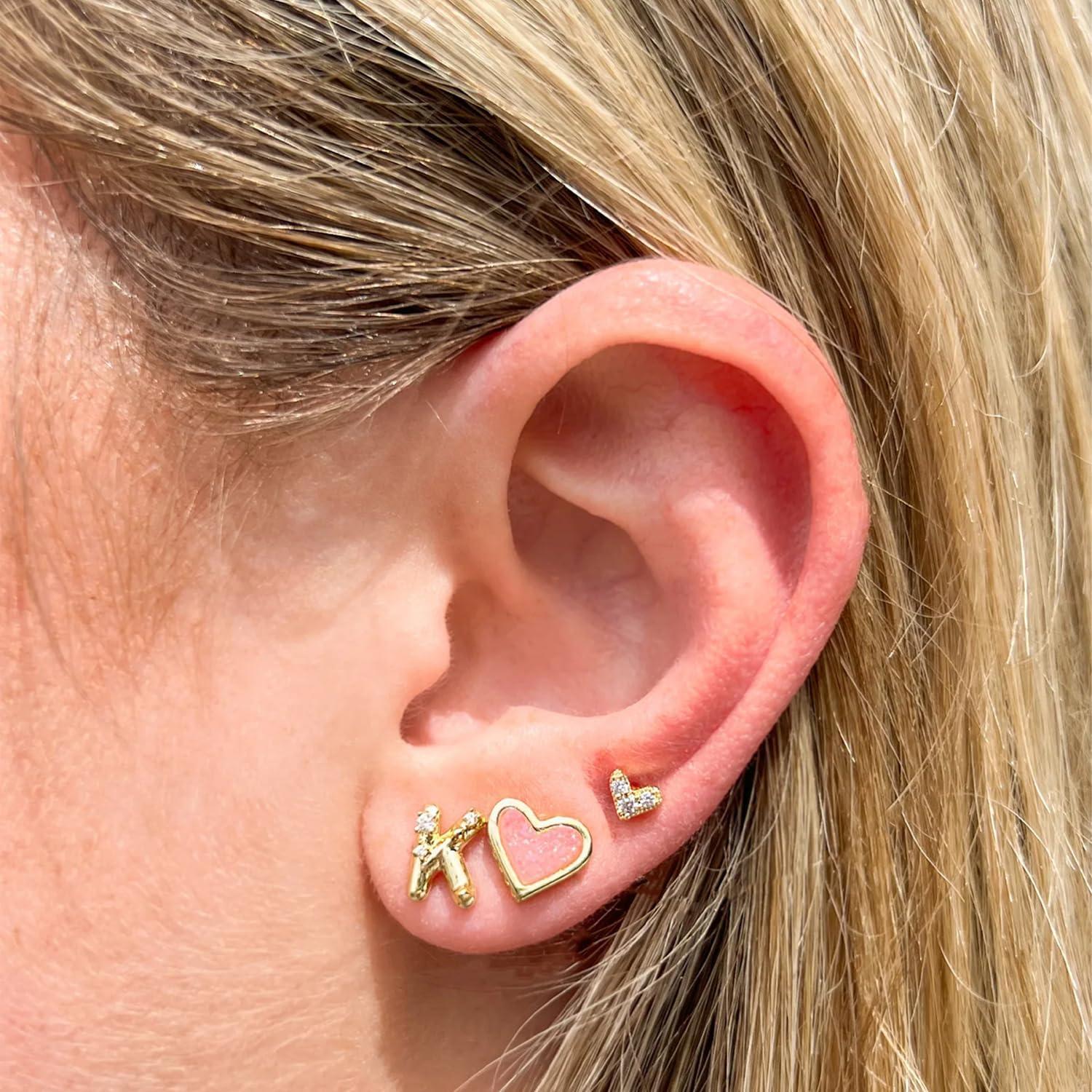 imageKendra Scott Ari Heart Stud Earrings for Women Fashion JewelryGOLD LIGHT PINK DRUSY