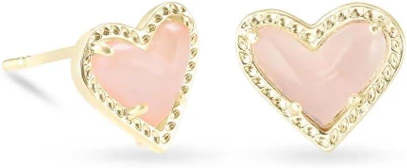imageKendra Scott Ari Heart Stud Earrings for Women Fashion JewelryGOLD ROSE QUARTZ