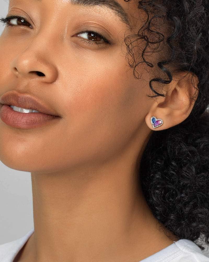 imageKendra Scott Ari Heart Stud Earrings for Women Fashion JewelryRHODIUM WATERCOLOR PEARLIZED CLEAR GLASS