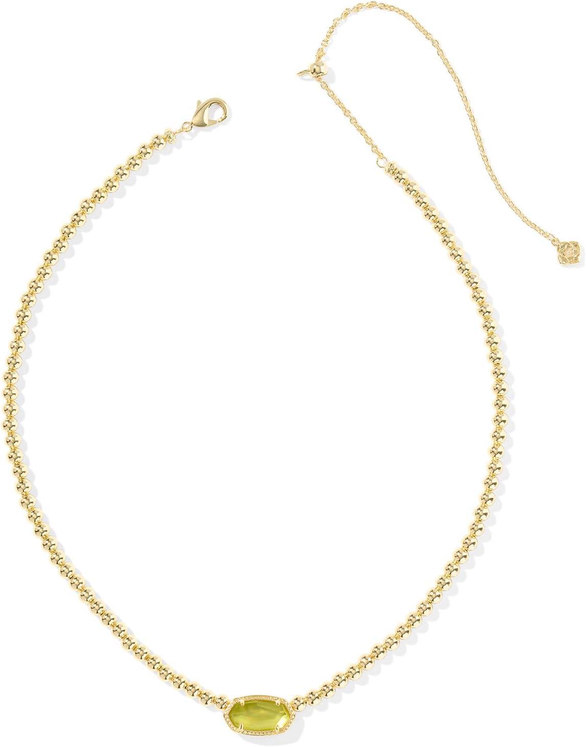 imageKendra Scott Elisa Beaded Necklace Fashion Jewelry for WomenCHARTREUSE GREEN MOTHER OF PEARL