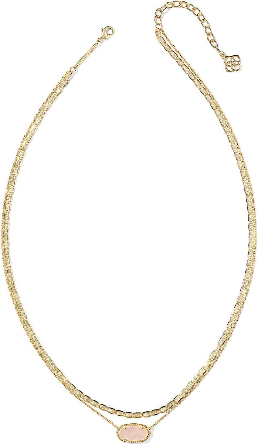 imageKendra Scott Elisa Multi Strand Necklace for Women Fashion JewelryGOLD ROSE QUARTZ