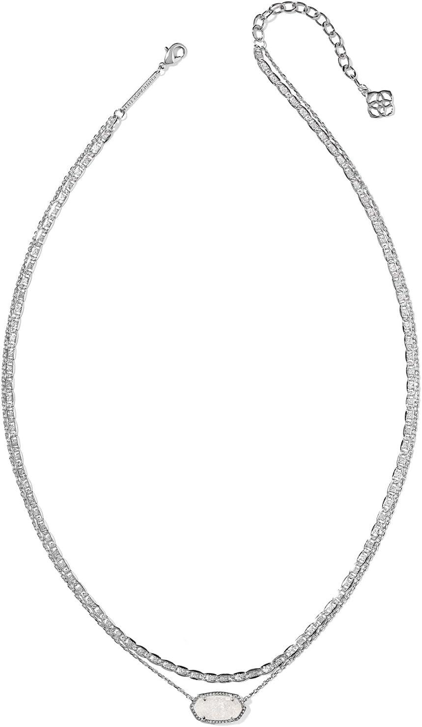 imageKendra Scott Elisa Multi Strand Necklace for Women Fashion JewelryRHODIUM IRIDESCENT DRUSY