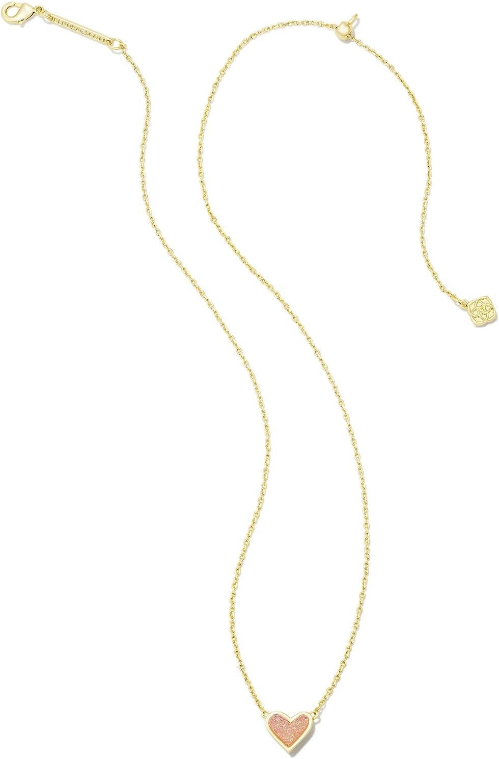imageKendra Scott Framed Ari Heart Pendant Necklace Fashion Jewelry for WomenGOLD LIGHT PINK DRUSY