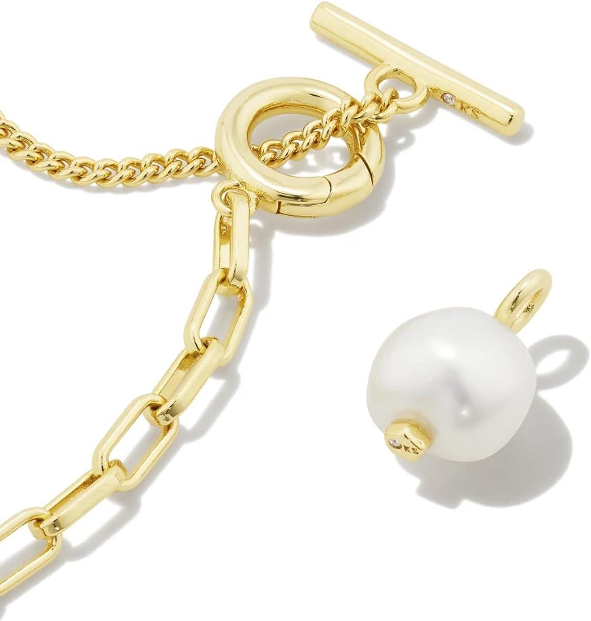 imageKendra Scott Leighton Pearl Chain NecklaceGOLD WHITE PEARL