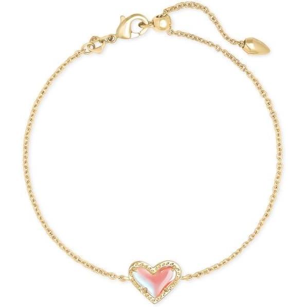 imageKendra Scott Ari Heart Link Chain Bracelet for Women Fashion JewelryGOLD  IRIDESCENT DICHROIC GLASS