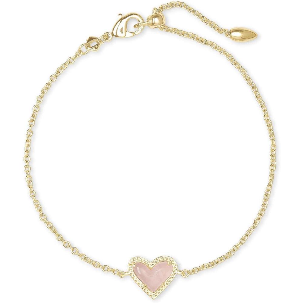 imageKendra Scott Ari Heart Link Chain Bracelet for Women Fashion JewelryGOLD  ROSE QUARTZ