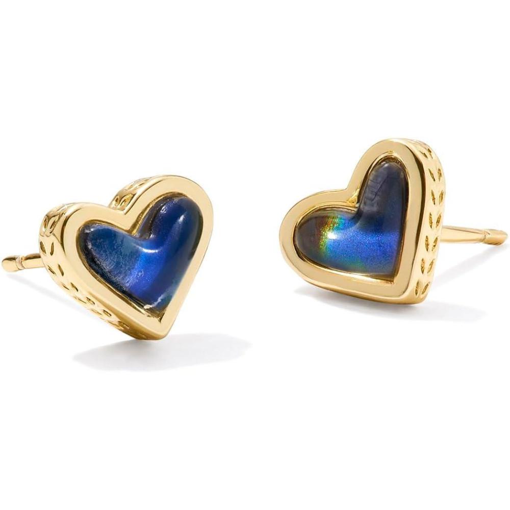 imageKendra Scott Ari Heart Stud Earrings for Women Fashion JewelryGOLD MOOD STONE