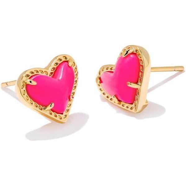 imageKendra Scott Ari Heart Stud Earrings for Women Fashion JewelryGOLD NEON PINK