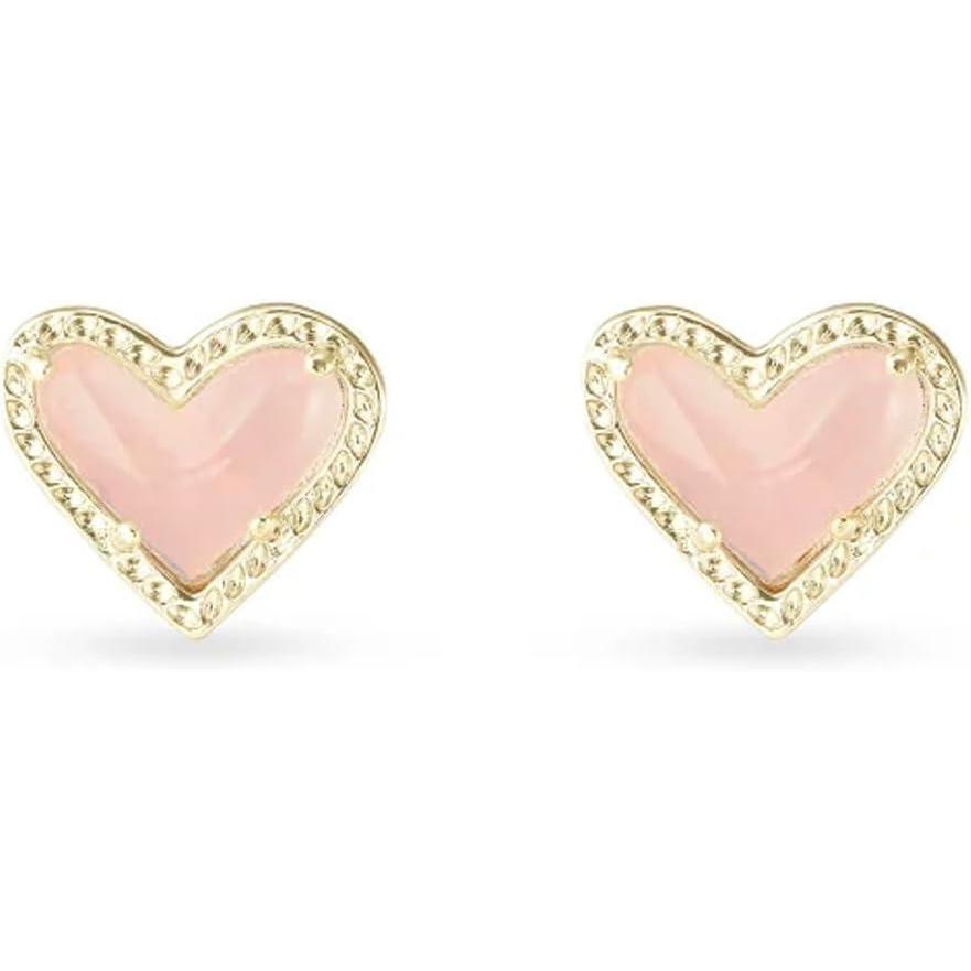 imageKendra Scott Ari Heart Stud Earrings for Women Fashion JewelryGOLD ROSE QUARTZ