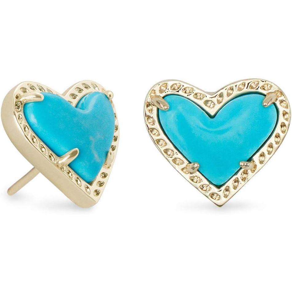 imageKendra Scott Ari Heart Stud Earrings for Women Fashion JewelryGOLD TURQUOISE MAGENSITE