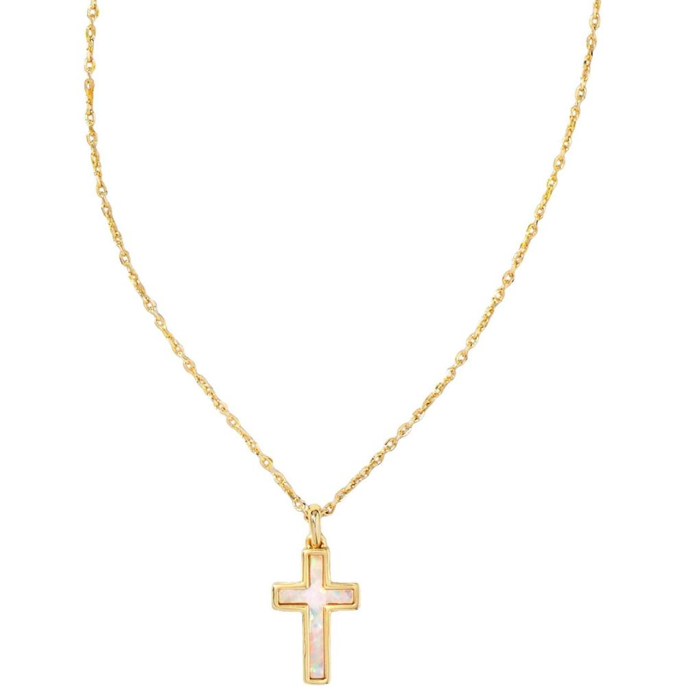 imageKendra Scott Cross Pendant Necklace for Women Fashion JewelryGOLD WHITE OPAL