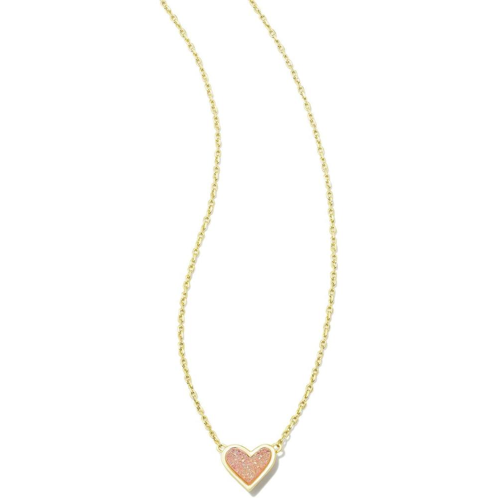 imageKendra Scott Framed Ari Heart Pendant Necklace Fashion Jewelry for WomenGOLD LIGHT PINK DRUSY