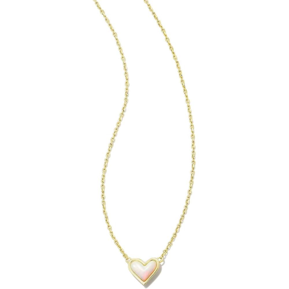 imageKendra Scott Framed Ari Heart Pendant Necklace Fashion Jewelry for WomenGOLD WHITE OPALESCENT RESIN