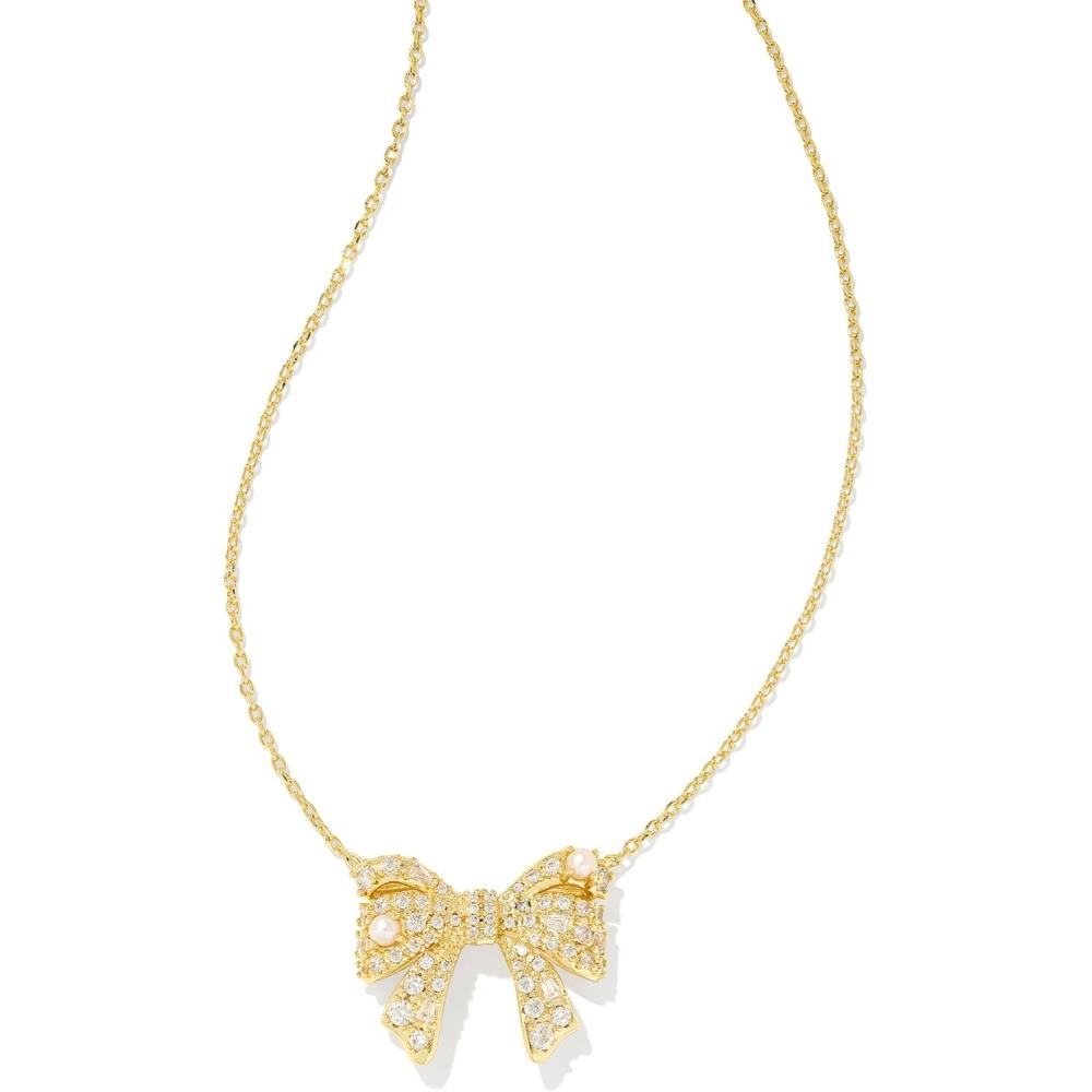 imageKendra Scott Krista Bow Short Pendant Necklace Fashion Jewelry for WomenGOLD WHITE MIX