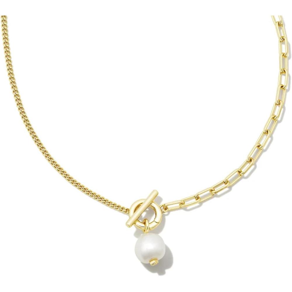 imageKendra Scott Leighton Pearl Chain NecklaceGOLD  WHITE PEARL