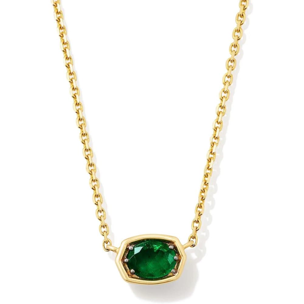 imageKendra Scott Marisa 18k Yellow Gold Oval Solitaire Pendant NecklaceEMERALD