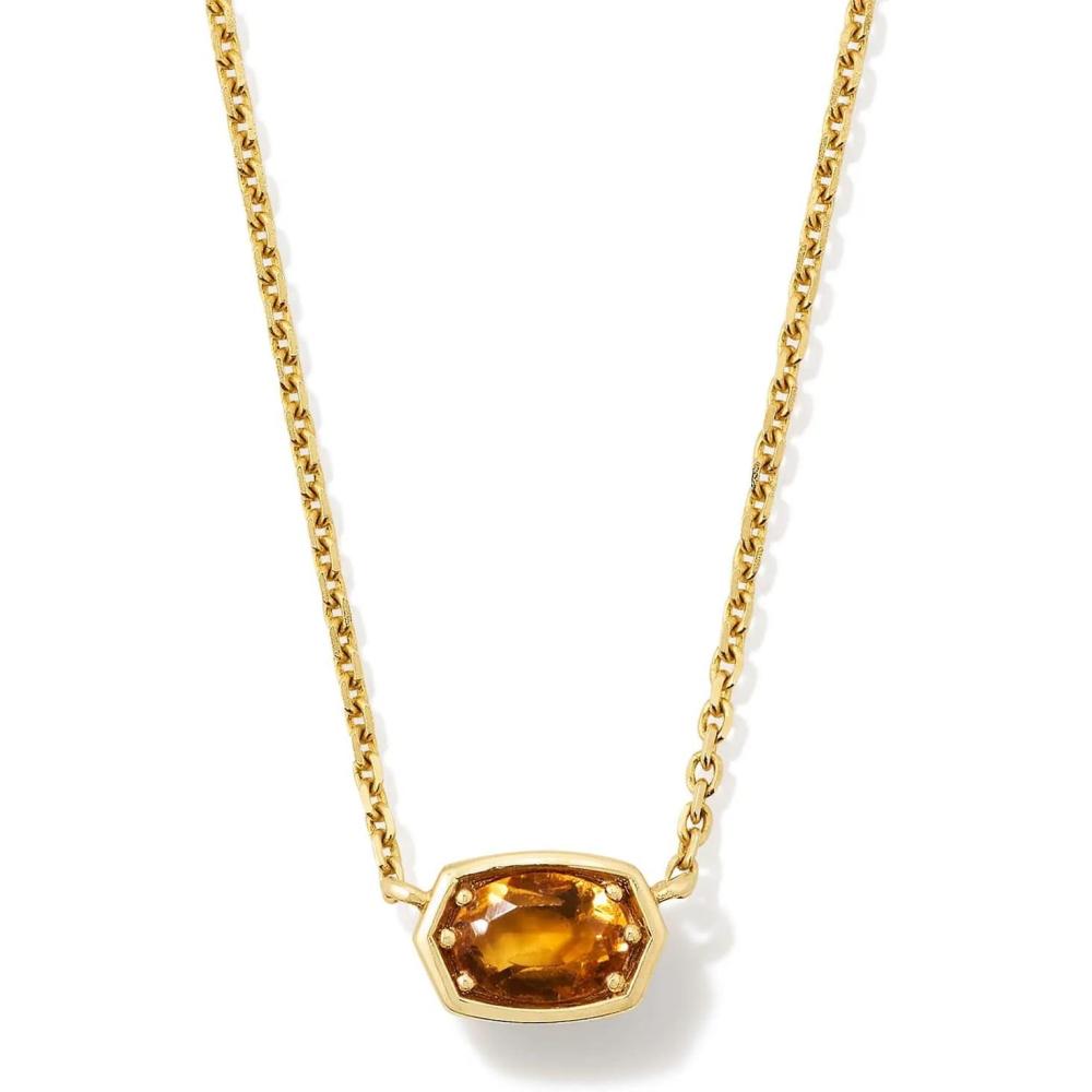 imageKendra Scott Marisa 18k Yellow Gold Oval Solitaire Pendant NecklaceGOLDEN CITRINE