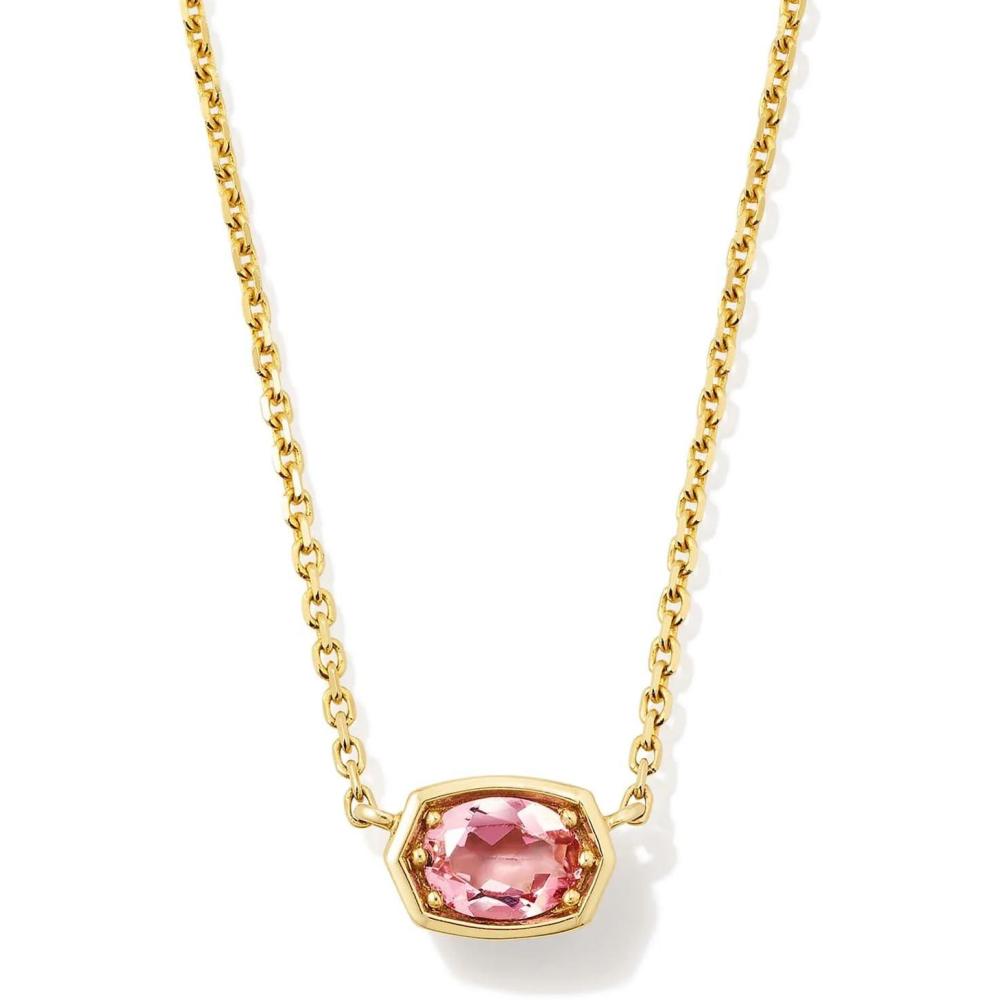 imageKendra Scott Marisa 18k Yellow Gold Oval Solitaire Pendant NecklacePINK TOURMALINE