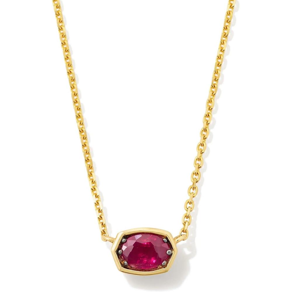 imageKendra Scott Marisa 18k Yellow Gold Oval Solitaire Pendant NecklaceRUBY