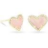 Kendra Scott Ari Heart Stud Earrings for Women, Fashion Jewelry(GOLD – ROSE QUARTZ)