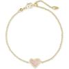 Kendra Scott Ari Heart Link Chain Bracelet for Women, Fashion Jewelry(GOLD – ROSE QUARTZ)
