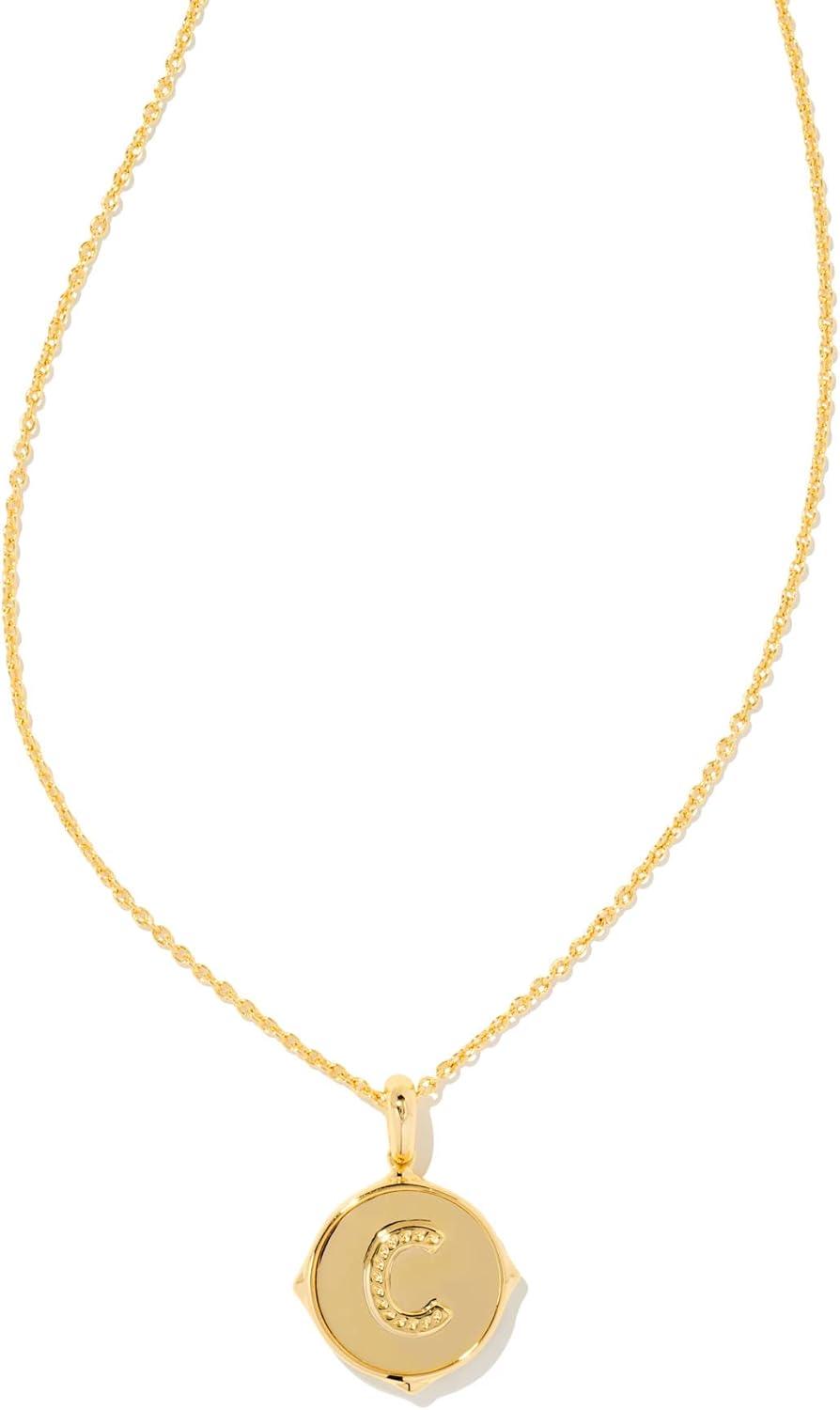 imageKendra Scott 14k GoldPlated Brass Letter AZ Disc Reversible Pendant Necklace Fashion Jewelry for WomenLetter C