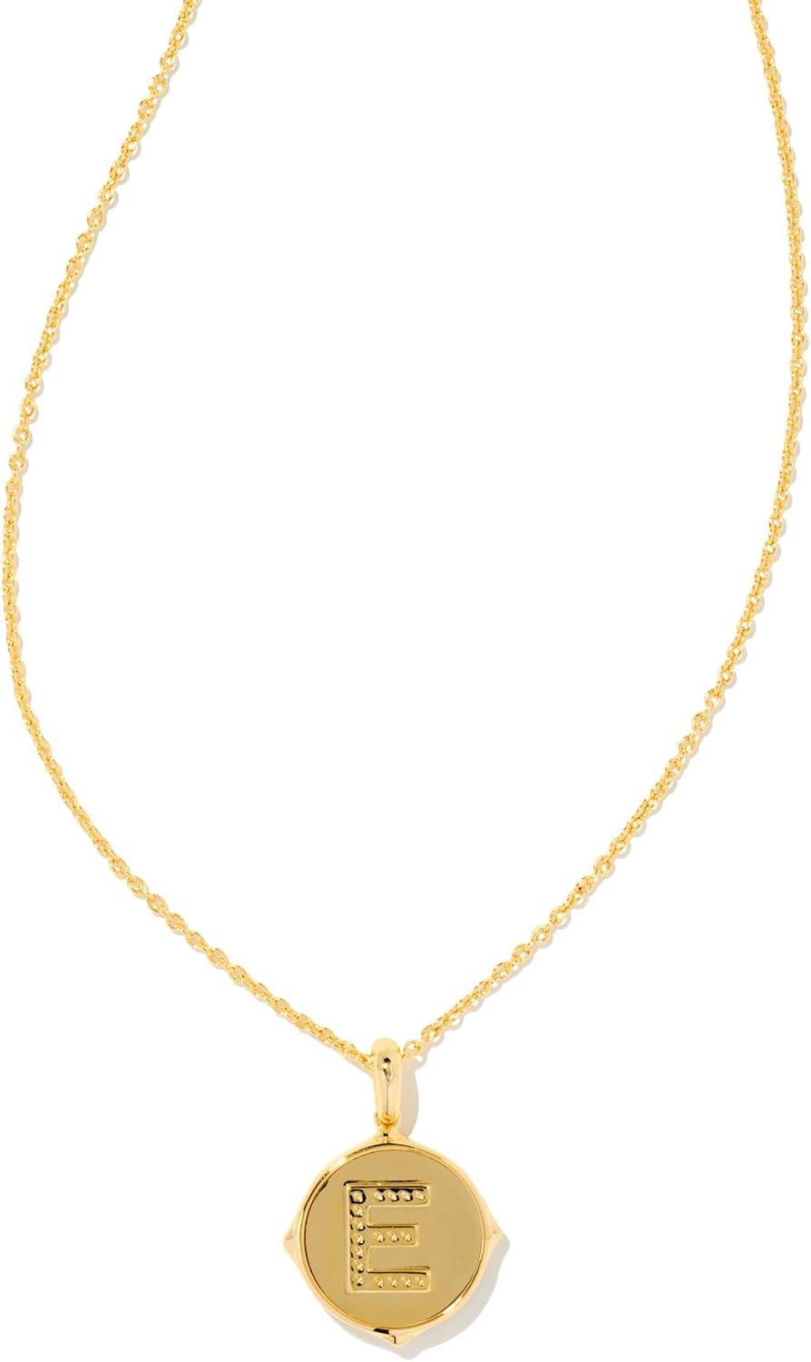 imageKendra Scott 14k GoldPlated Brass Letter AZ Disc Reversible Pendant Necklace Fashion Jewelry for WomenLetter E