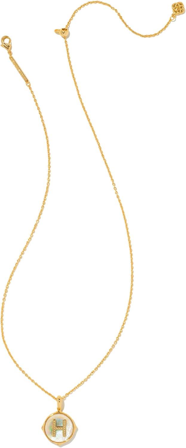 imageKendra Scott 14k GoldPlated Brass Letter AZ Disc Reversible Pendant Necklace Fashion Jewelry for WomenLetter H