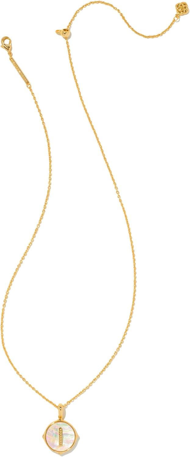 imageKendra Scott 14k GoldPlated Brass Letter AZ Disc Reversible Pendant Necklace Fashion Jewelry for WomenLetter I