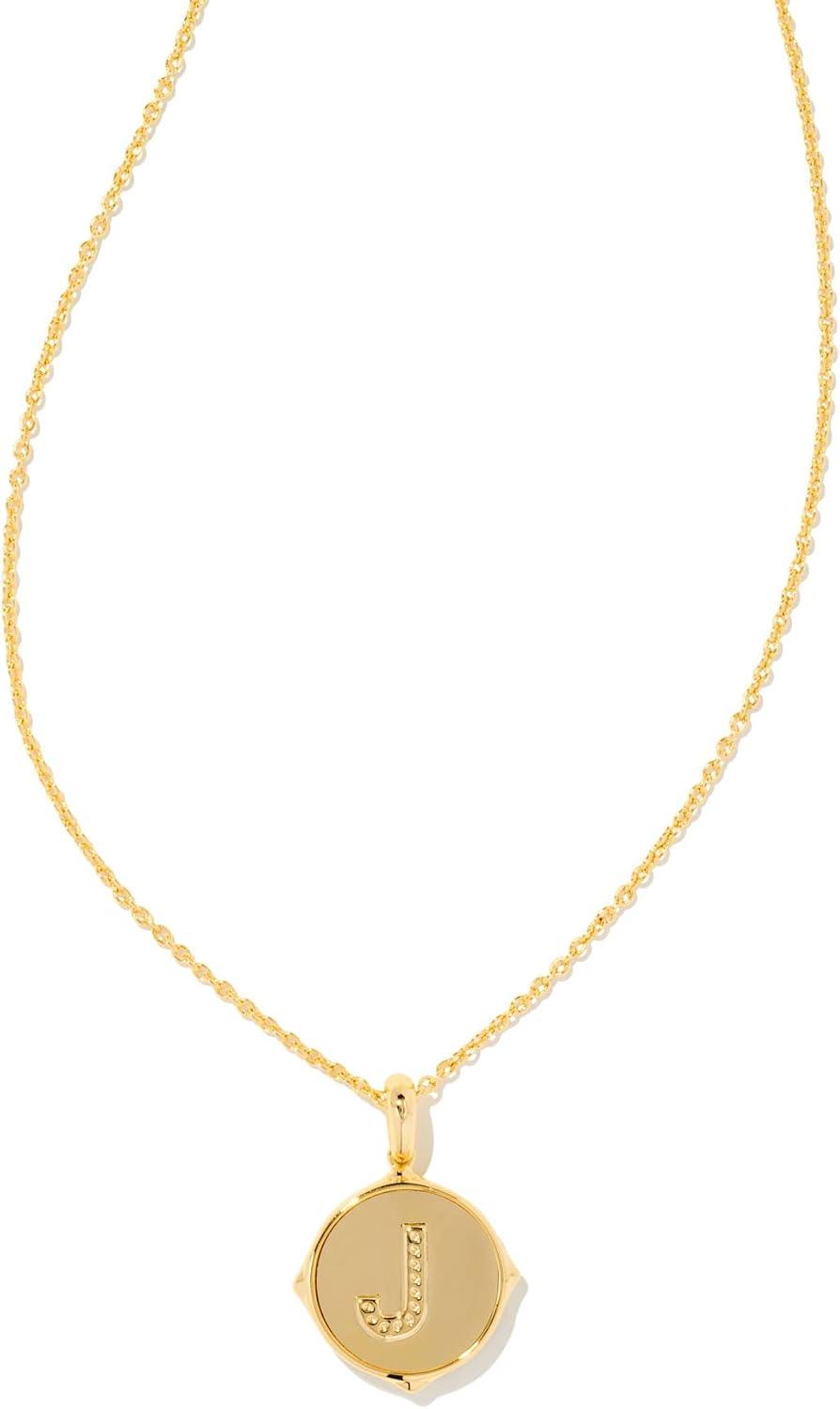 imageKendra Scott 14k GoldPlated Brass Letter AZ Disc Reversible Pendant Necklace Fashion Jewelry for WomenLetter J