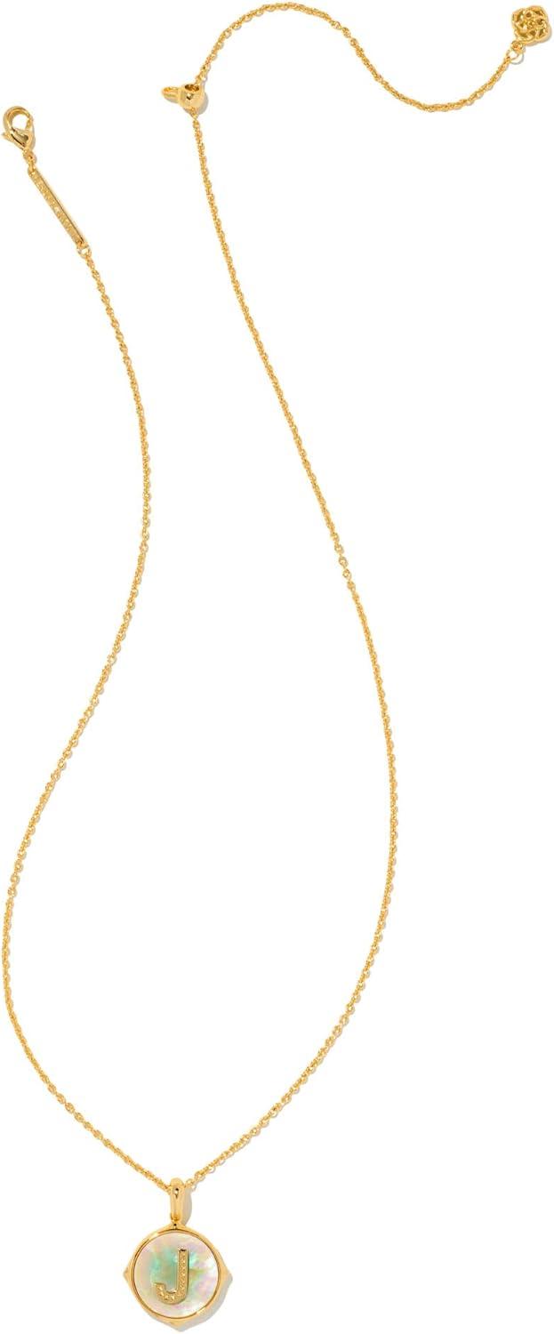 imageKendra Scott 14k GoldPlated Brass Letter AZ Disc Reversible Pendant Necklace Fashion Jewelry for WomenLetter J