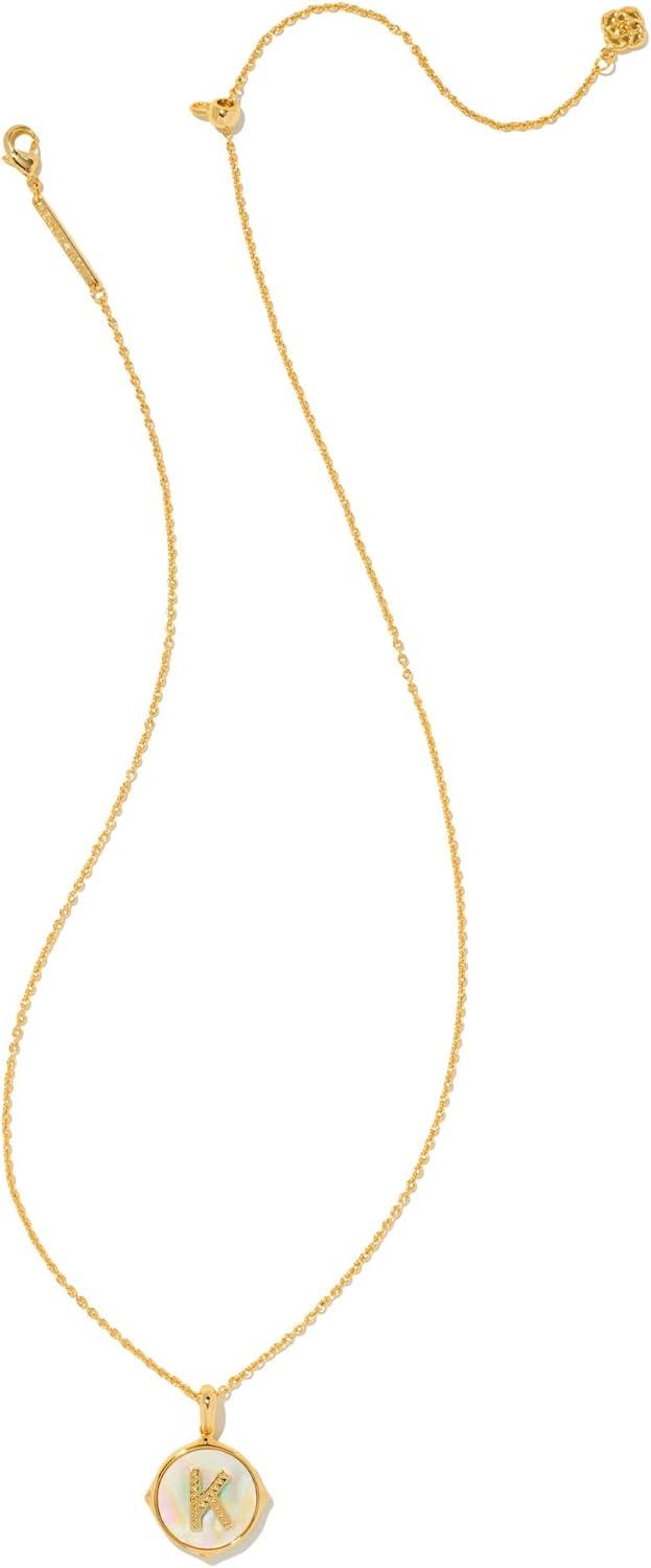 imageKendra Scott 14k GoldPlated Brass Letter AZ Disc Reversible Pendant Necklace Fashion Jewelry for WomenLetter K