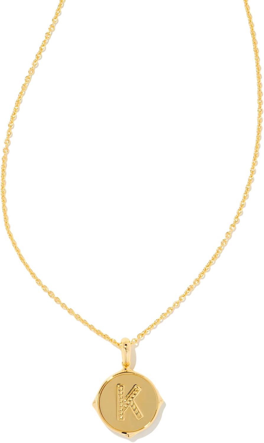 imageKendra Scott 14k GoldPlated Brass Letter AZ Disc Reversible Pendant Necklace Fashion Jewelry for WomenLetter K