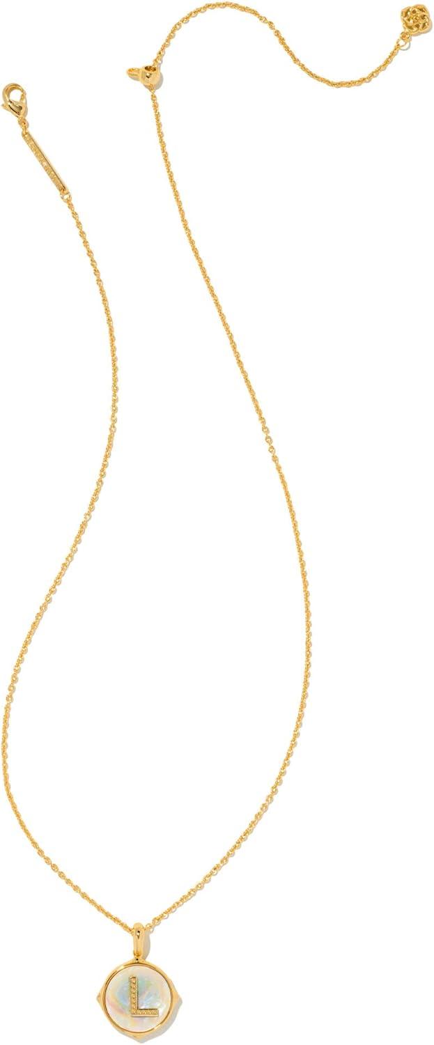 imageKendra Scott 14k GoldPlated Brass Letter AZ Disc Reversible Pendant Necklace Fashion Jewelry for WomenLetter L