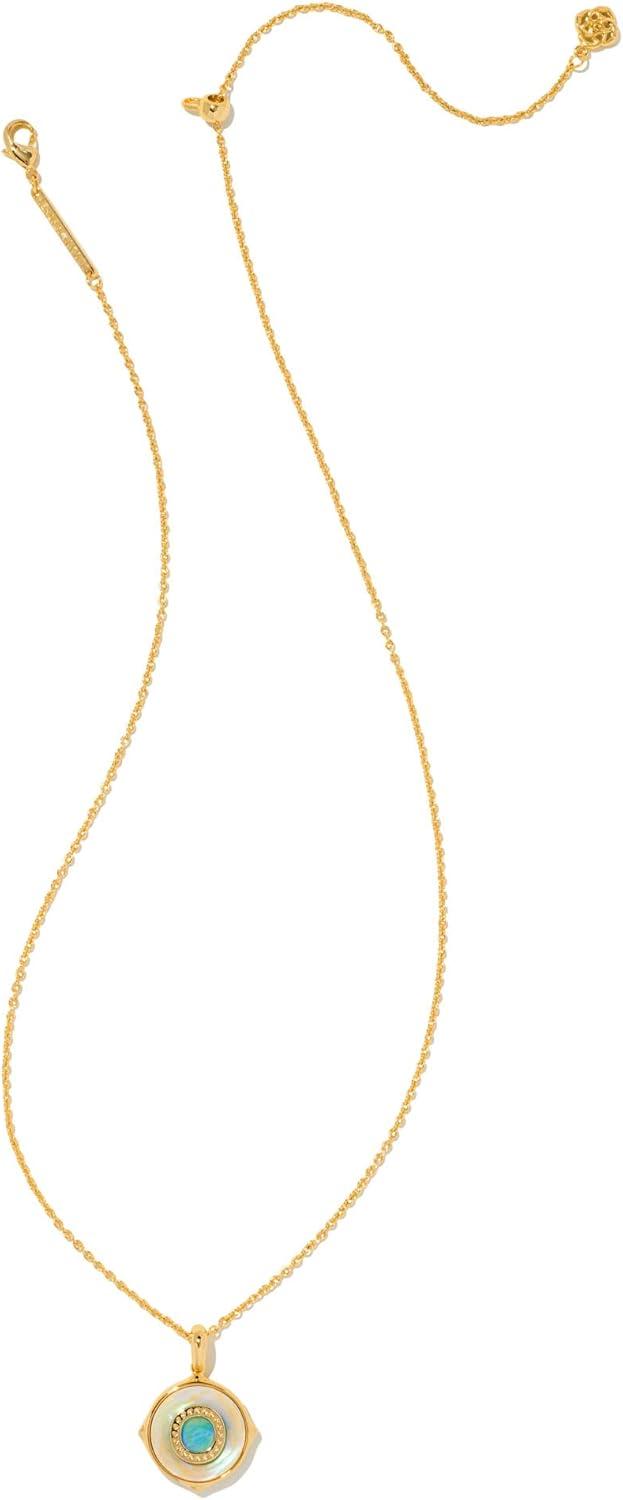 imageKendra Scott 14k GoldPlated Brass Letter AZ Disc Reversible Pendant Necklace Fashion Jewelry for WomenLetter O