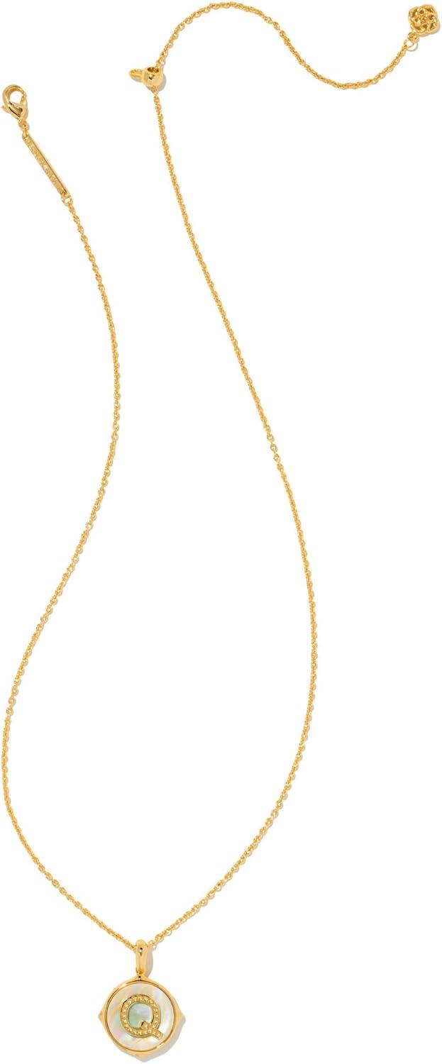 imageKendra Scott 14k GoldPlated Brass Letter AZ Disc Reversible Pendant Necklace Fashion Jewelry for WomenLetter Q