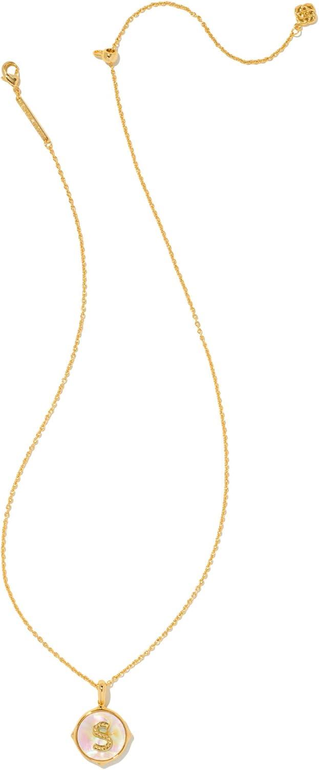 imageKendra Scott 14k GoldPlated Brass Letter AZ Disc Reversible Pendant Necklace Fashion Jewelry for WomenLetter S