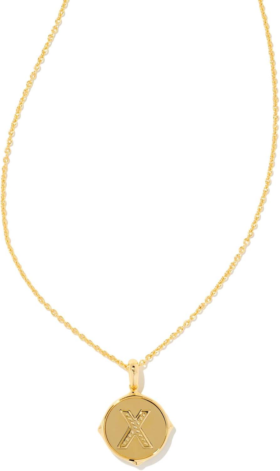 imageKendra Scott 14k GoldPlated Brass Letter AZ Disc Reversible Pendant Necklace Fashion Jewelry for WomenLetter X