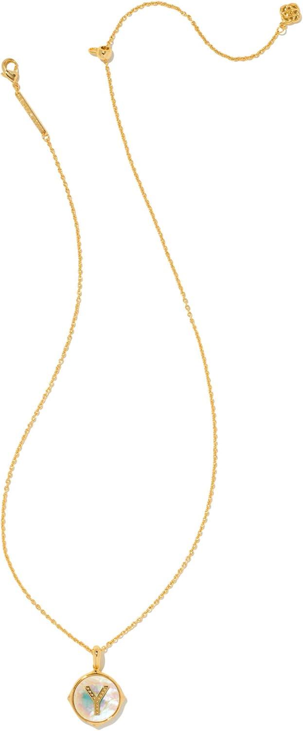 imageKendra Scott 14k GoldPlated Brass Letter AZ Disc Reversible Pendant Necklace Fashion Jewelry for WomenLetter Y