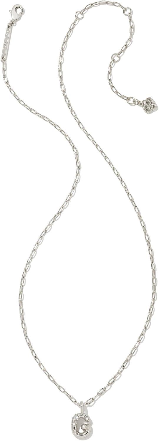 imageKendra Scott Crystal Letter Short Pendant Necklace Fashion Jewelry for WomenLetter G RHODIUMPLATED