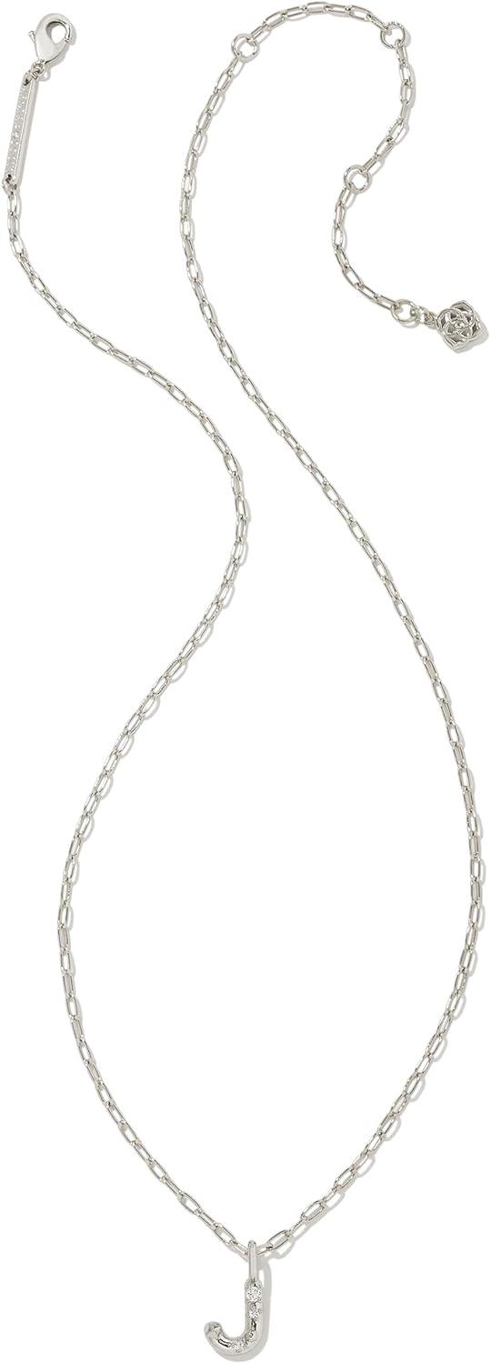 imageKendra Scott Crystal Letter Short Pendant Necklace Fashion Jewelry for WomenLetter J RHODIUMPLATED