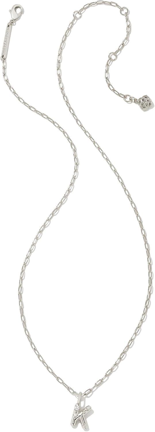 imageKendra Scott Crystal Letter Short Pendant Necklace Fashion Jewelry for WomenLetter K RHODIUMPLATED