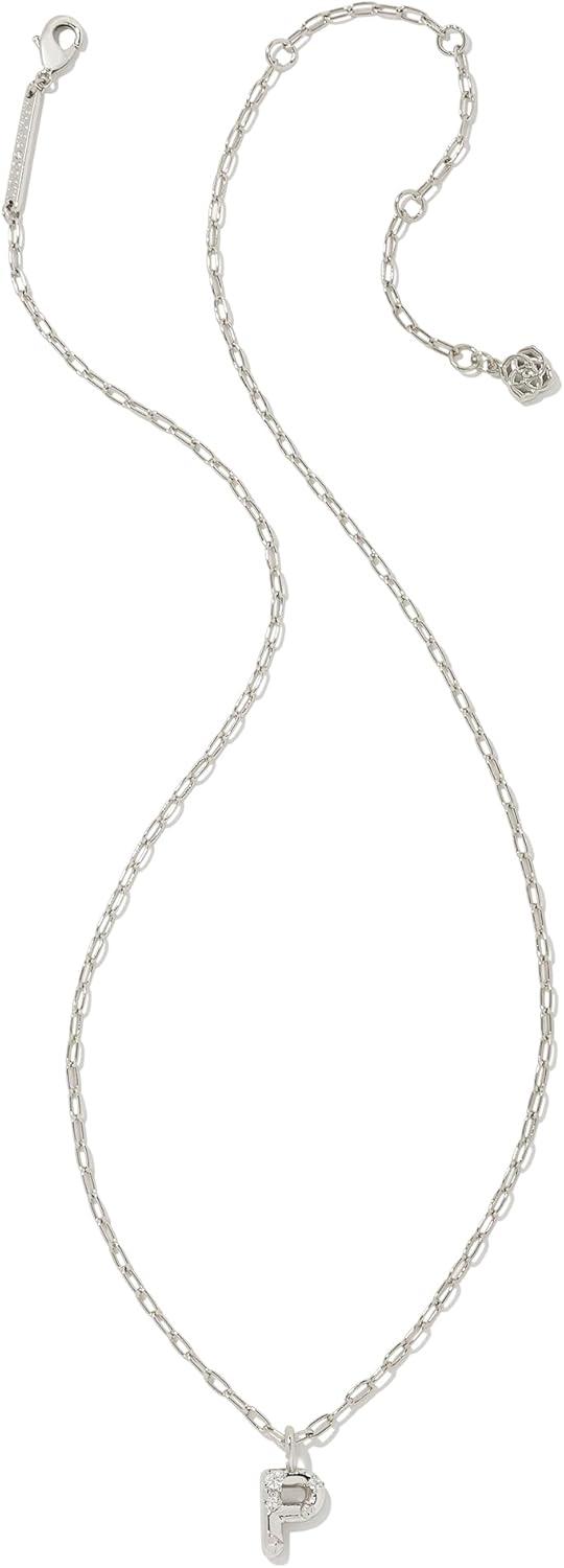 imageKendra Scott Crystal Letter Short Pendant Necklace Fashion Jewelry for WomenLetter P RHODIUMPLATED