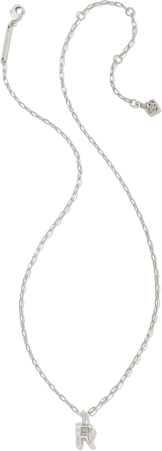 imageKendra Scott Crystal Letter Short Pendant Necklace Fashion Jewelry for WomenLetter R RHODIUMPLATED