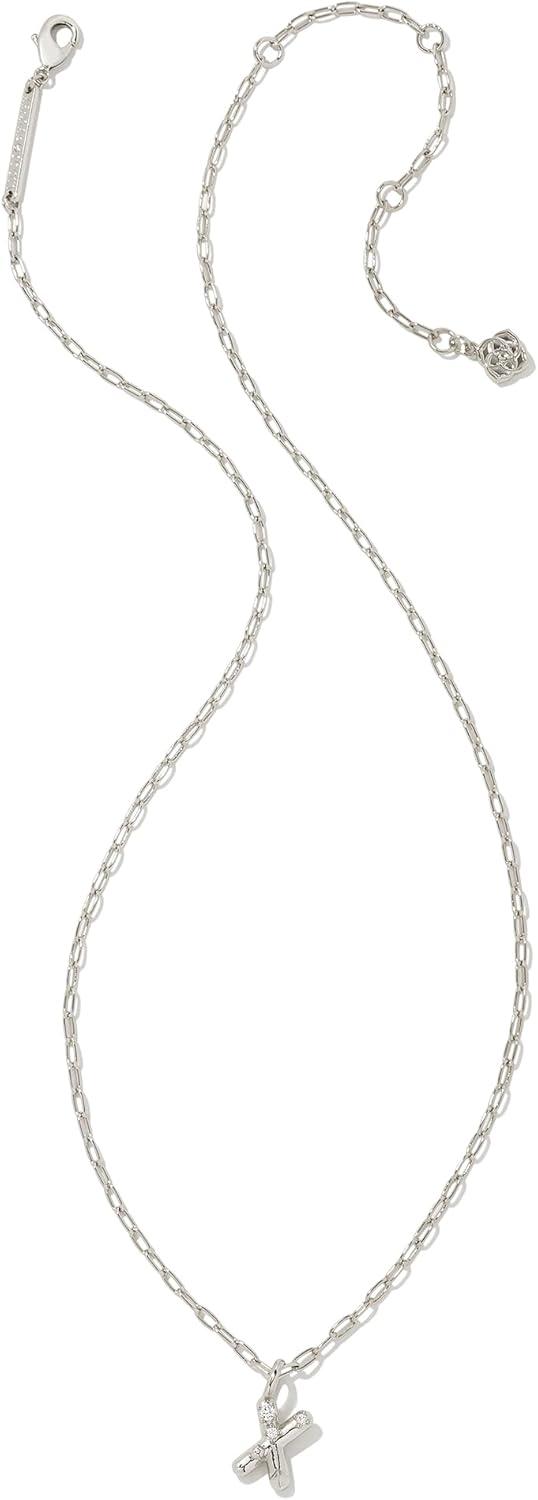 imageKendra Scott Crystal Letter Short Pendant Necklace Fashion Jewelry for WomenLetter X RHODIUMPLATED