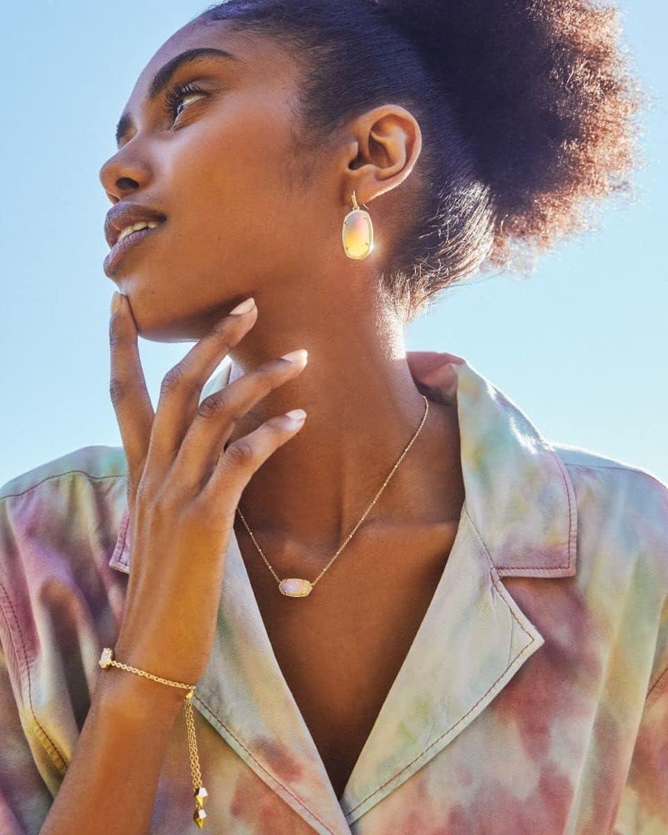 imageKendra Scott Dani Drop Earrings for Women Fashion JewelryGOLD PINK WATERCOLOR DRUSY