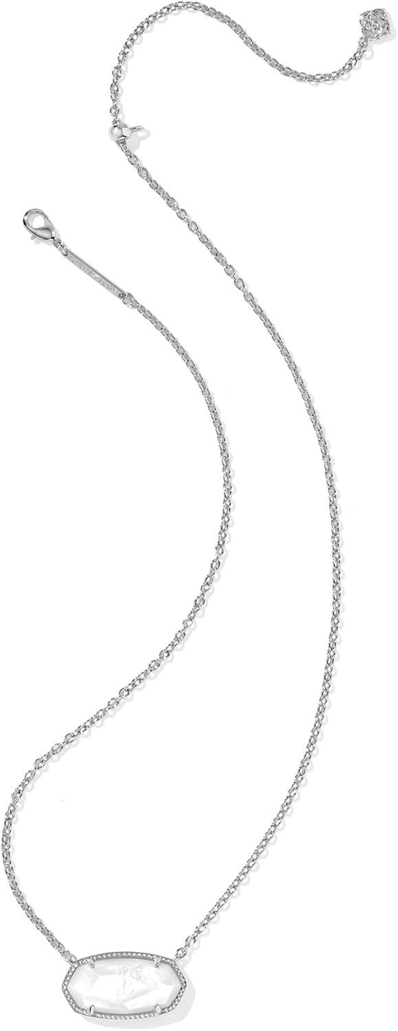 imageKendra Scott Elisa Statement Short Pendant NecklaceFashion Jewelry for WomenRHODIUM IVORY MOTHER OF PEARL