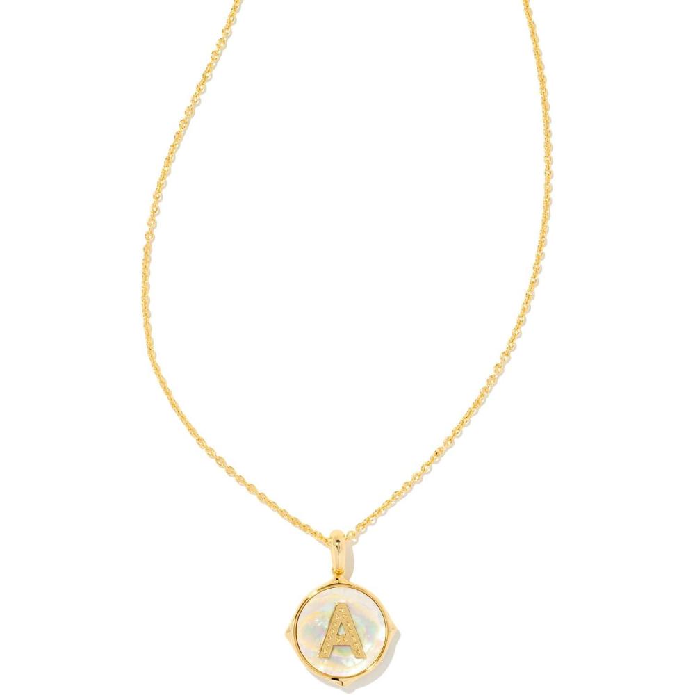 imageKendra Scott 14k GoldPlated Brass Letter AZ Disc Reversible Pendant Necklace Fashion Jewelry for WomenLetter A